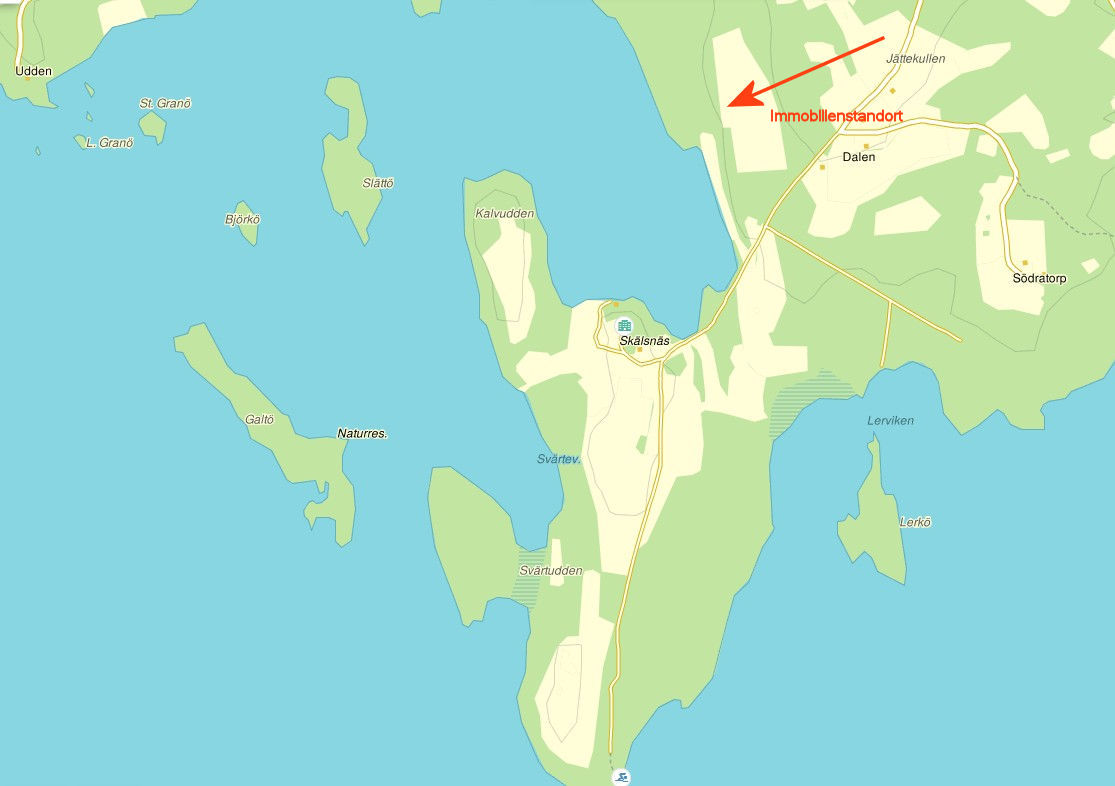 Platzierung des Baugrundstückes "Norräng" im Bereich der Halbinsel Skälnäs / See Helgasjön Galeriebild Paukenschlag am See Helgasjön! Neubauchance für Top-Villa auf Top-Seegrundstück in der historischen Provinz Småland