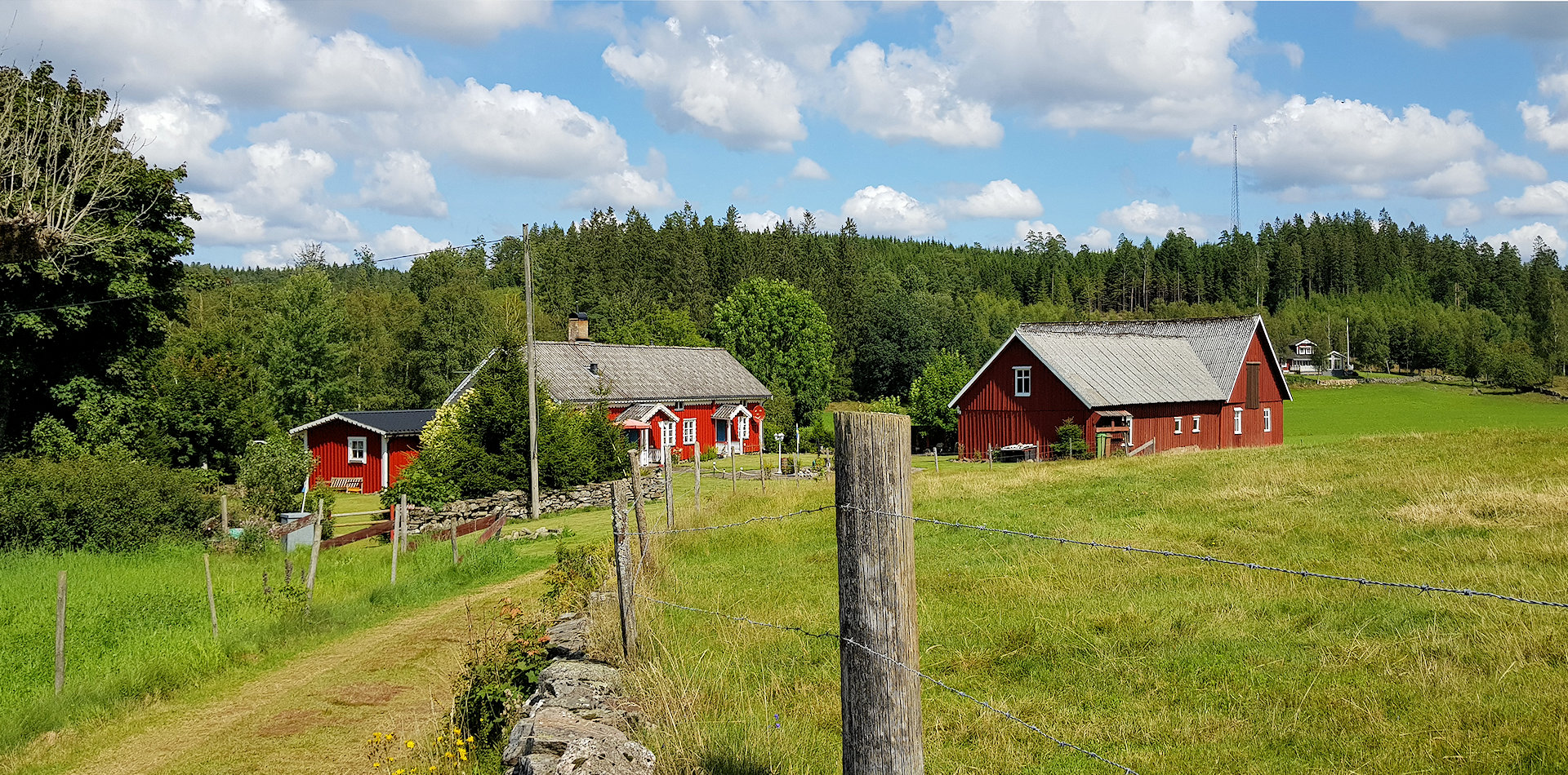 Der Hof "Karl Gustavs Näs" ruht in einem kleinen Tal.... Hofstelle im Tal